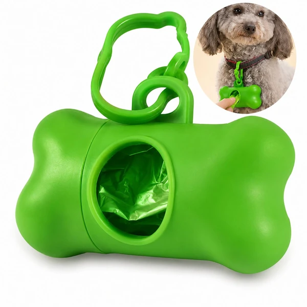 Kit Cata Caca com Porta Saquinhos Higiênicos para Cães + 2 Rolos VERDE