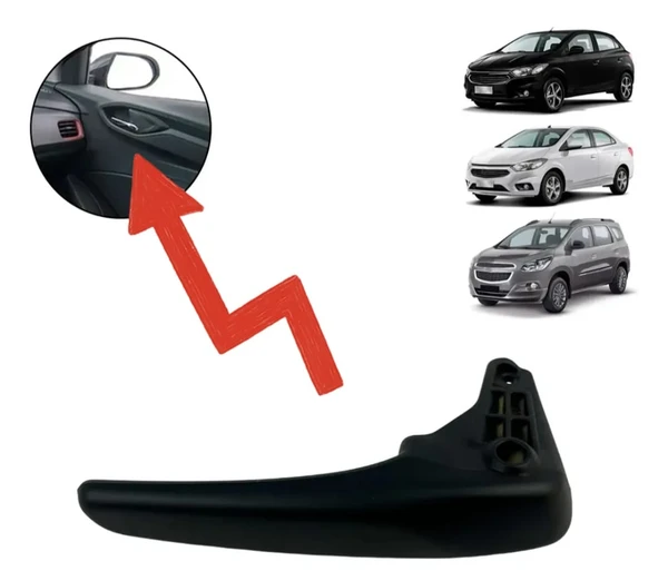 Maçanetas Interna Gatilho  Dianteira ou Traseira   Direita Onix Cobalt Spin Prisma 2012 a 2018  Preta