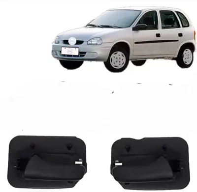 Par  Maçanetas Internas  Porta Traseira Corsa 94 a 2002  Corsa Classic Todos  Cor Preta