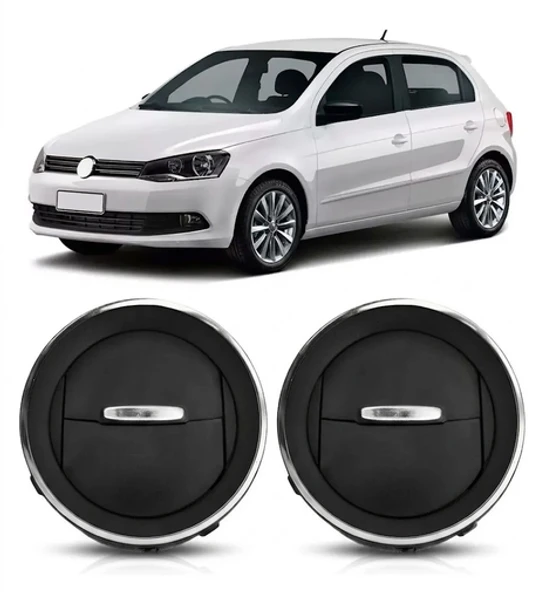 Par de Difusores de Ar Central Lateral Aro Cromado Gol Saveiro Voyage Parati G4 G5 G6