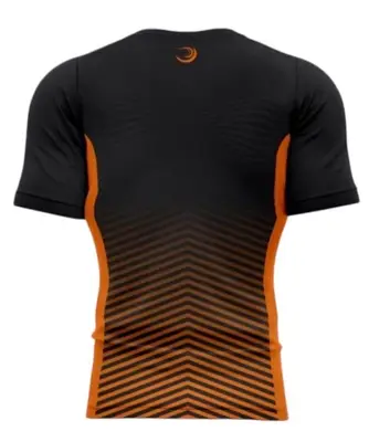 Camiseta Dryfit Tech Summer Pro Preta Laranja Corrida Treino Academia Fitness Anti Odor - Unissex