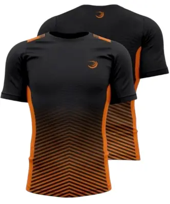 Camiseta Dryfit Tech Summer Pro Preta Laranja Corrida Treino Academia Fitness Anti Odor - Unissex