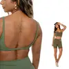 Conjunto Feminino Top Costas Nua + Shorts Com BOLSO Poliamida Summer Pro Verde