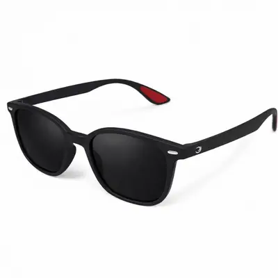 Oculos de Sol Preto Skyline Preto Vermelho Elegante Luxo Auto Moto