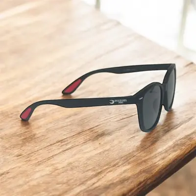 Oculos de Sol Preto Skyline Preto Vermelho Elegante Luxo Auto Moto