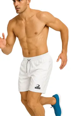 Shorts de Treino Academia Corrida Branco Masculino Elastano com Bolsos