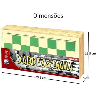 Jogo de Xadrez e Dama Escolar - Pais &amp; Filhos