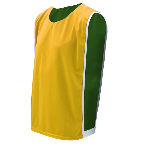 Kit com 5 Coletes Esportivos Dupla Face Verde e Amarelo