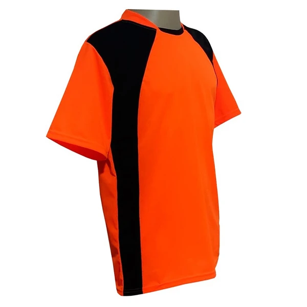 Uniforme Esportivo 20 Camisas Laranja/Preto e Calções Pretos