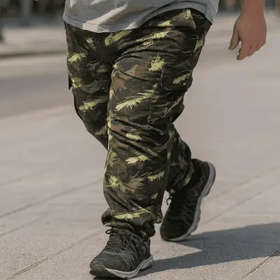 Calça Tática Plus Size Extra Grande Camuflada Cós Híbrido Bolso Cargo
