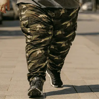 Calça Tática Plus Size Extra Grande Camuflada Cós Híbrido Bolso Cargo
