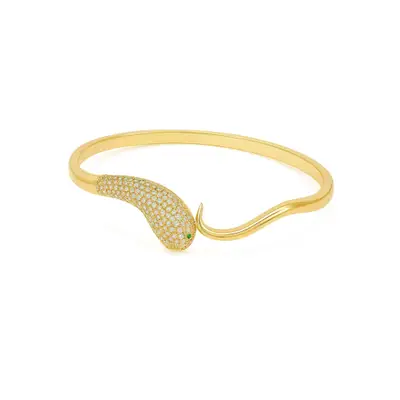 Bracelete Cobra com Zircônias - Banhado em Ouro 18k