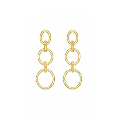 Brinco Argola Tripla Suspensa - Banhado em Ouro 18k