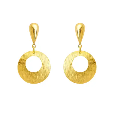 Brinco Argolinha Escovada - Banhada em Ouro 18k