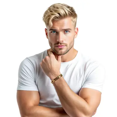 Pulseira Masculina 3x1 - 10 mm - Banhada em Ouro 18k