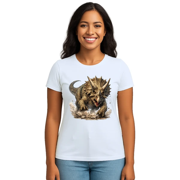 Camiseta Dinossauro Tricerátops Estampa Personalizada