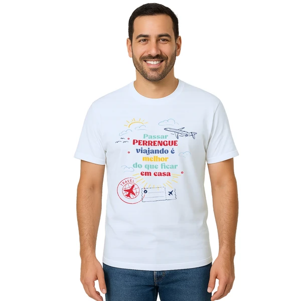 Camiseta Passar Perrengue Viajando Estampa Personalizada