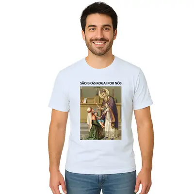 Camiseta São Brás Rogai Por Nós Estampa Personalizada