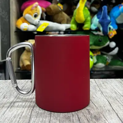 Caneca Inox com Alça Mosquetão 300ml