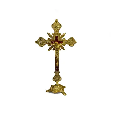 Crucifixo Metal 30 Cm de Mesa Dourado