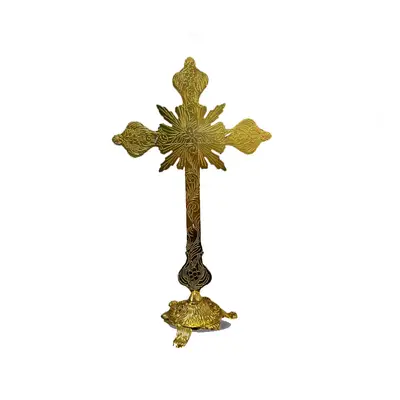 Crucifixo Metal 30 Cm de Mesa Dourado