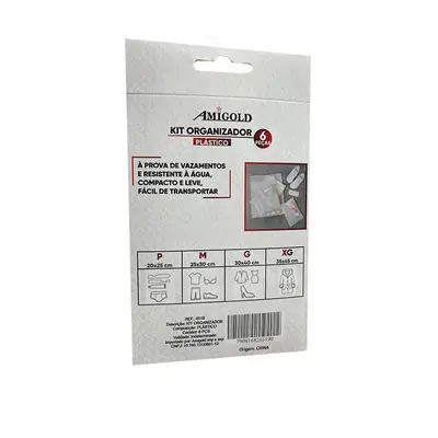 Kit Organizador Plástico Zip Lock com 6 Peças - Amigold