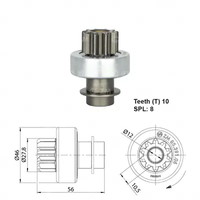 IMPULSOR MOTOR PARTIDA AGRALE TX 1600D/1800D 88/ MWM 229.4 REFERENCIA ORIGINAL ZEN0496