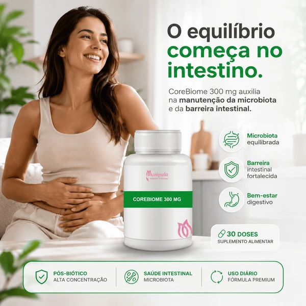 CoreBiome 300 mg - Pós-biótico para Saúde Intestinal, Barreira Intestinal e Microbiota | 30 Doses