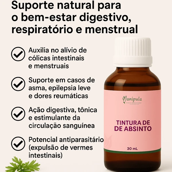 Tintura de Absinto (Artemisia vulgaris) - 100% Natural | 30 Ml