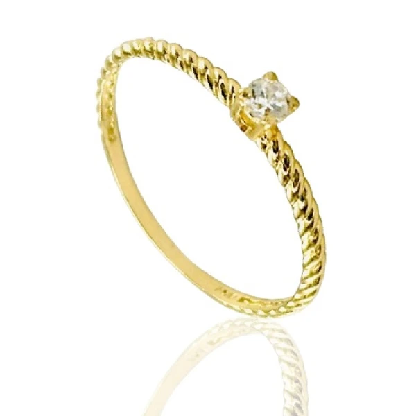 Anel de Ouro 18 k Solitário 3mm