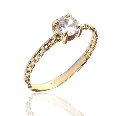 Anel de ouro 18K Solitario Zirconia 5mm .