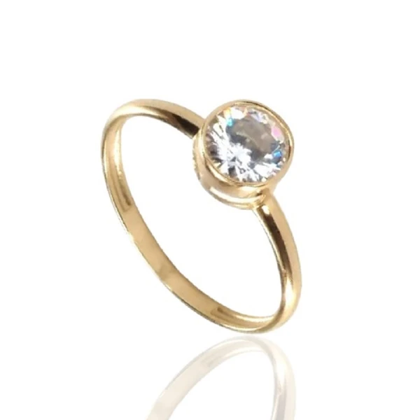 Anel de ouro 18K Solitario Zirconia 5mm .