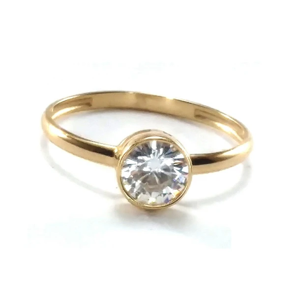 Anel de ouro 18K Solitario Zirconia 5mm .