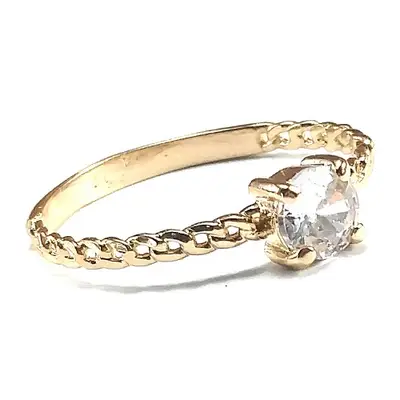 Anel de ouro 18K Solitario Zirconia 5mm .