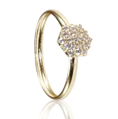 Anel de ouro 18k Chuveiro Hexagonal