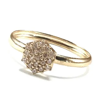 Anel de ouro 18k Chuveiro Hexagonal