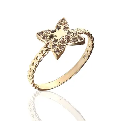 Anel de ouro 18k Com  Pedras
