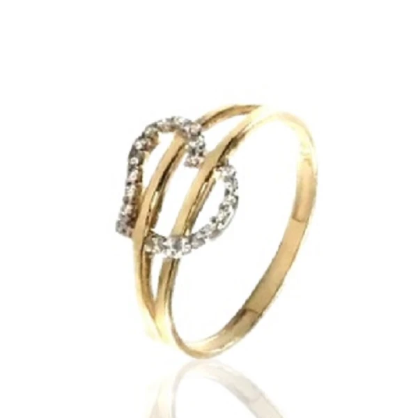 Anel de ouro 18k Coração com Pedras