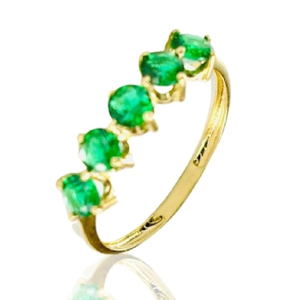 Anel meia aliança de ouro 18k Pedras 3,5 mm