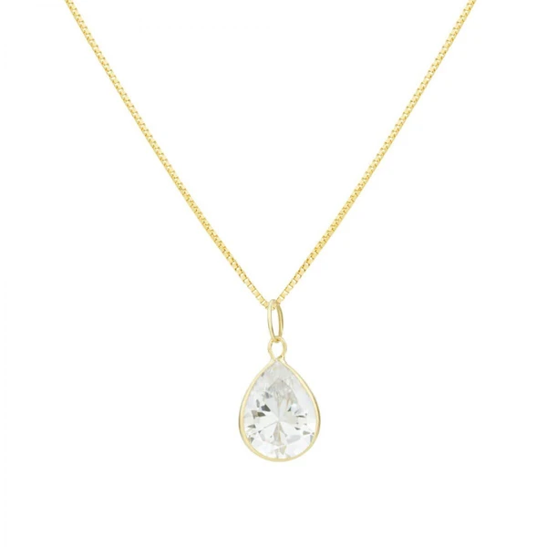Corrente de ouro 18k Veneziana com pingente gota