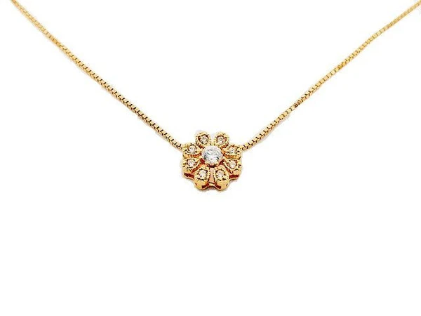 Gargantilha com Pingente de ouro 18k Flor