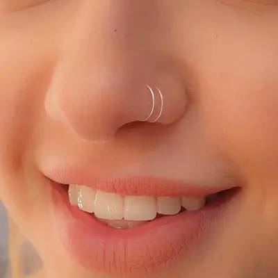 Piercing de nariz argola duplo Ouro 18k nostril