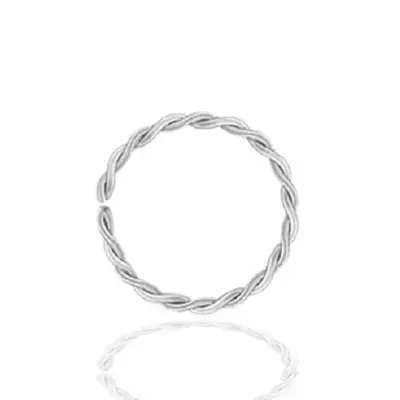 Piercing de nariz argola trançada Ouro Branco 18k
