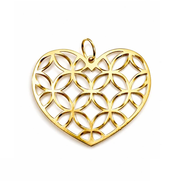 Pingente de ouro 18 k Coração Renda Linha Delicata