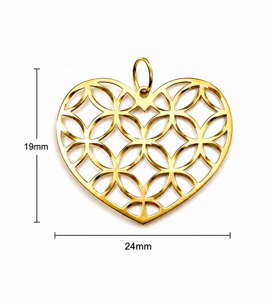 Pingente de ouro 18 k Coração Renda Linha Delicata