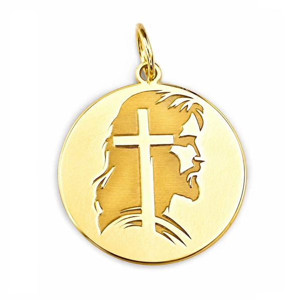 Pingente de ouro 18 k Medalha  Gravada a  Laser Linha Delicata