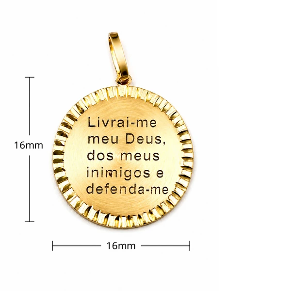 Pingente de ouro 18 k Medalha Gravada a Laser Linha Delicata