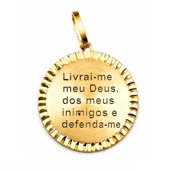 Pingente de ouro 18 k Medalha Gravada a Laser Linha Delicata