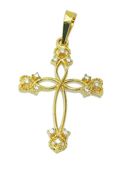 Pingente em Ouro 18K Crucifixo Cravejado Vazado