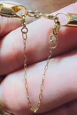 Trava Pega Ladrão Extensor De Ouro 18k De 6,5cm Com 2 Fechos